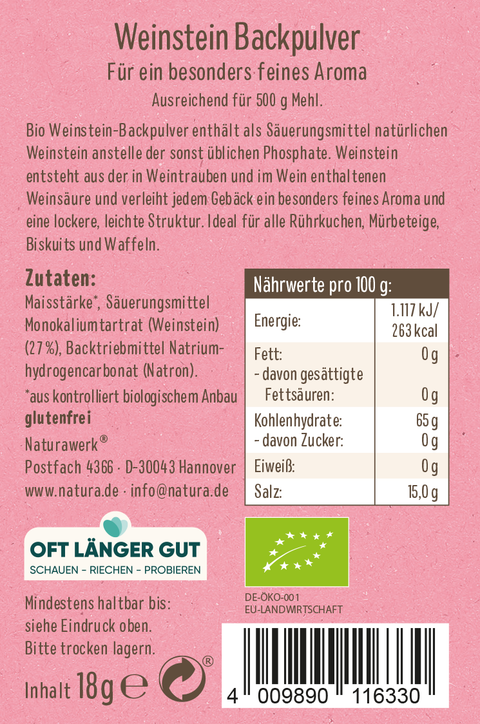 Bio Weinstein-Backpulver 3er-Pack
