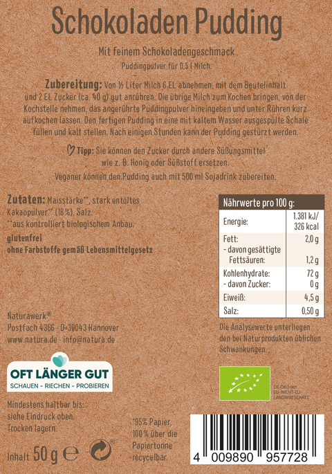 Bio Schokoladen Pudding 3er-Pack